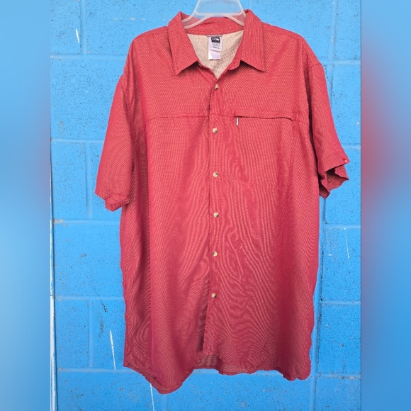 The North Face Men's Red Modal Blend Short Sleeve Button Down Shirt Sz XXL - Picture 1 of 8